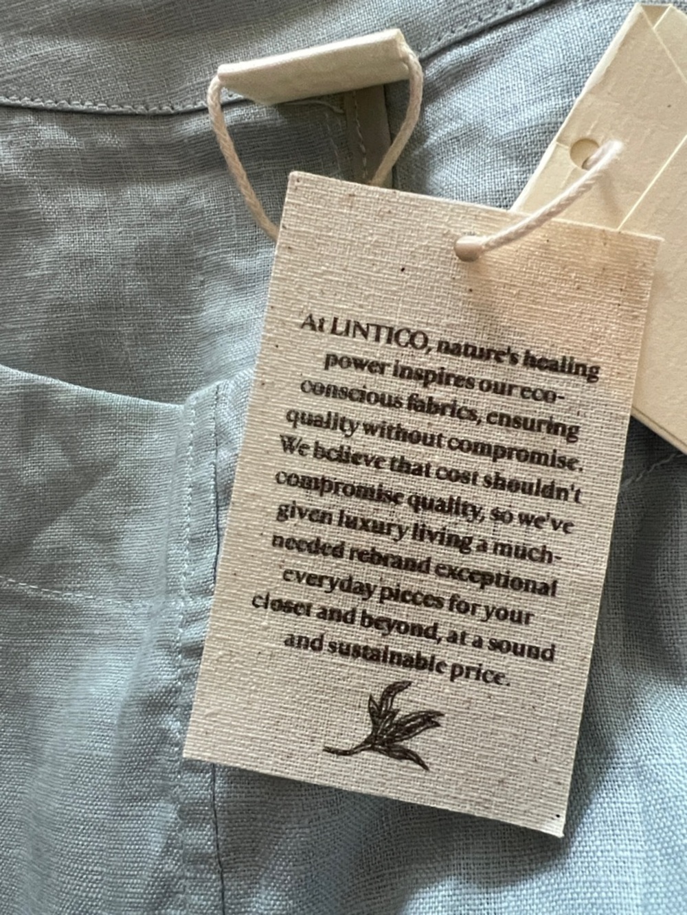 NWT Lintico Linen Dress Women's FREYA aqua Lagenlook Sz L - Picture 5 of 8